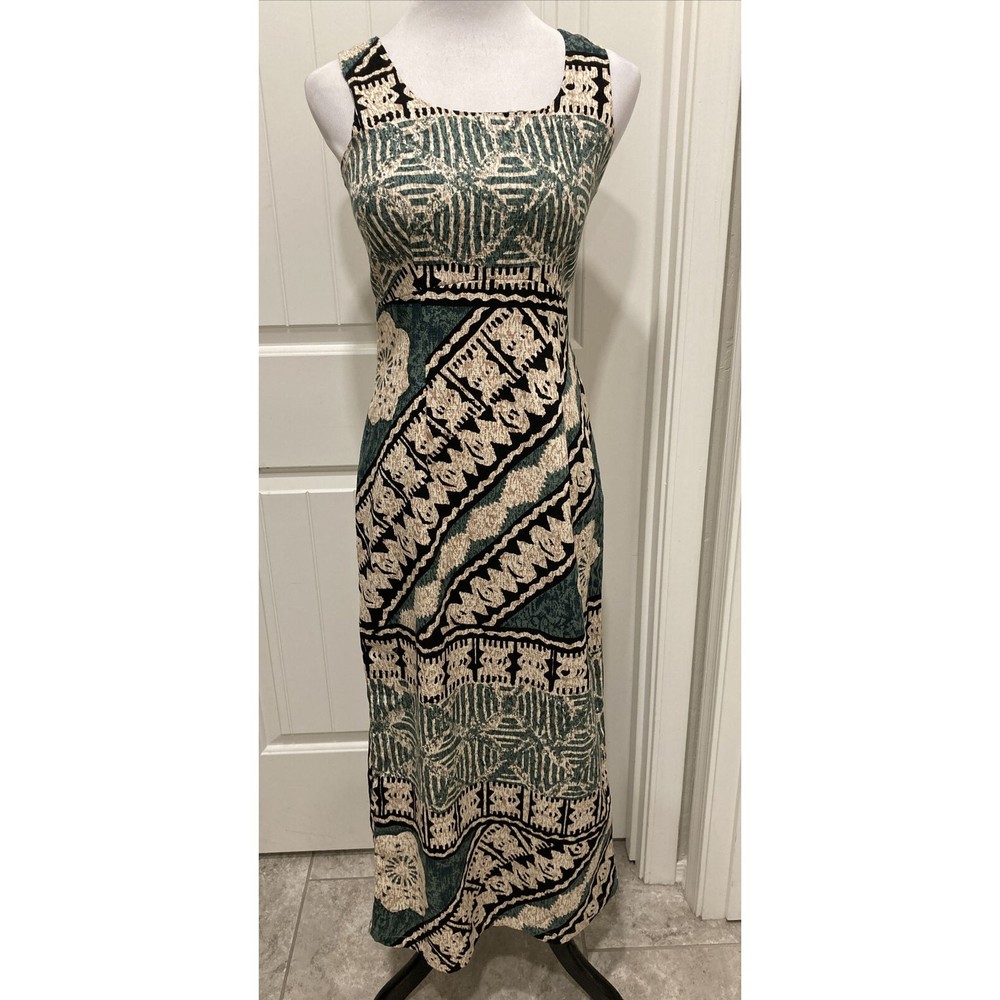 Beautiful Hilo Hattie Sheath Long Dress SZ 6 Brown/Green Black